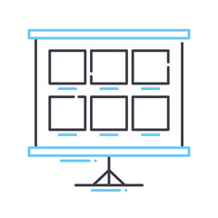 storyboard process line icon, outline symbol, vector illustration, concept sign