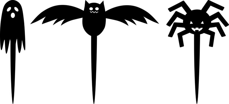 Halloween cake toppers ghost, bat, spider templates for laser cutting