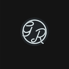 Fototapeta Initials GR logo monogram with simple circle line design inspiration obraz