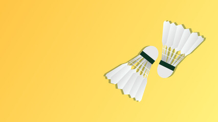 Shuttlecock on yellow background with copy space , sports wallpaper with copy space  ,  illustration Vector EPS 10