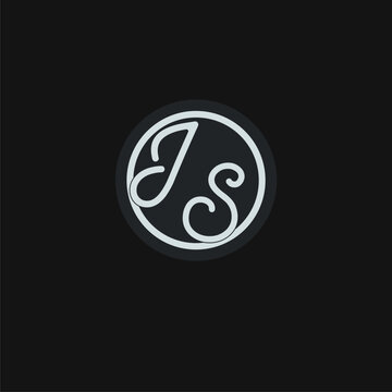 Initials JS logo monogram with simple circle line design inspiration