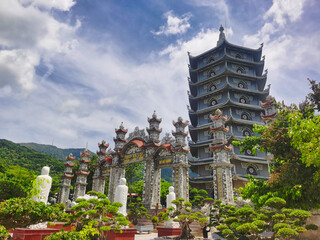 Beautifull buddhist temple near lady buddha statue, Da Nang, Vietnam.