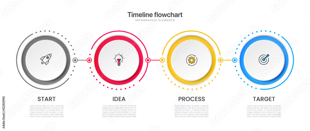 Poster timeline circle infographic design with 4 options or steps. infographics for business concept. used 