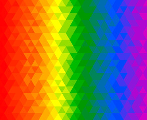 Vector background in rainbow colors. Mosaic of triangles. Illustration for backgrounds, postcards, collages, covers, magazines, wallpapers, etc.