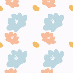 Flowers set on white background. Hand draw abstract design elements in pastel colors. Minimal stylish cover template. Art form for social media stories, branding, banner. Vector illustration.