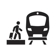 Train station icon. Platform. Passenger. Travel. Vector icon isolated on white background.