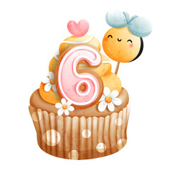 bee cupcake with ages number