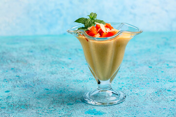 Homemade creamy peach dessert.