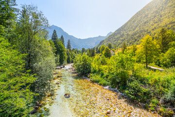 Clear water of Soca River at Small Soca Gorge