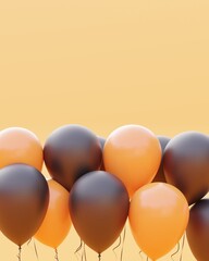 Happy Halloween background banner,balloon,copy space for product,3d illustration