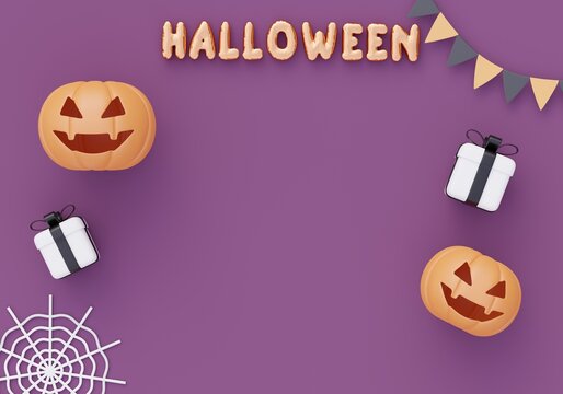 Happy Halloween background banner,copy space for product,3d illustration