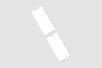 Realistic blank phone screen illustration for mockup. UI UX app presentation. 3D Render.