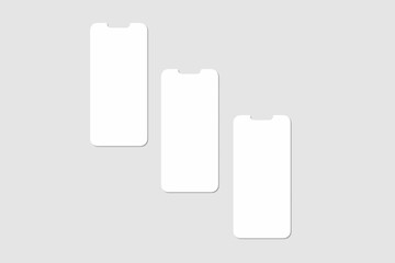 Realistic blank phone screen illustration for mockup. UI UX app presentation. 3D Render.