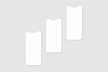 Realistic blank phone screen illustration for mockup. UI UX app presentation. 3D Render.