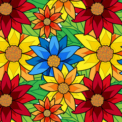 Bouquet Blossom Flowers and Leave Hand Draw Flower Painted.