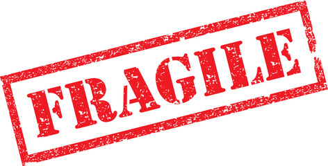 Fragile Stamp. Red Text Rubber Stamp Ink - Vector.