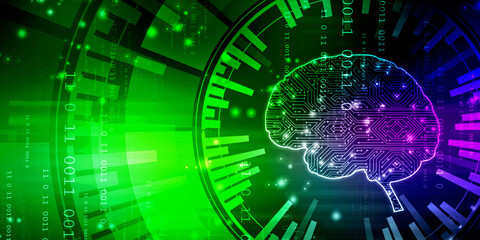 2d illustration Concept of thinking, background with brain, Abstract Artificial intelligence. Technology web background