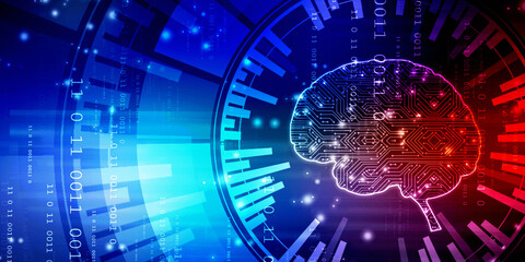 2d illustration Concept of thinking, background with brain, Abstract Artificial intelligence. Technology web background