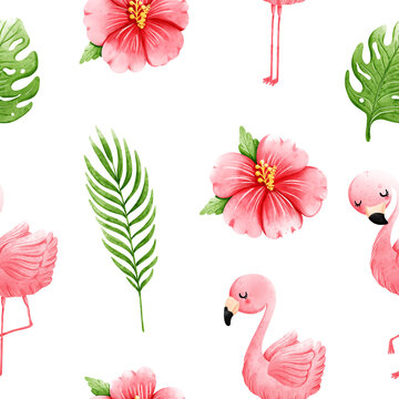 summer flamingo seamless background © ChonnieArtwork 