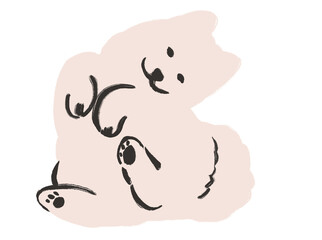 Samoyed dog cartoon lay down with a happy smile 