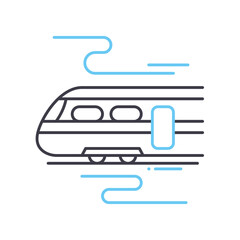 train line icon, outline symbol, vector illustration, concept sign