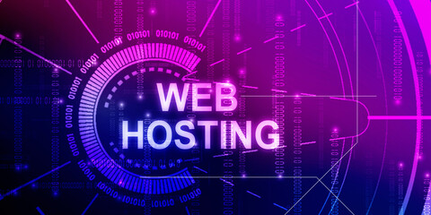 2d illustration Web Hosting. The activity of providing storage space and access for websites. Business, modern technology, internet and networking concept