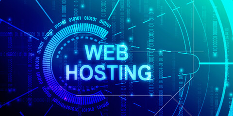 2d illustration Web Hosting. The activity of providing storage space and access for websites. Business, modern technology, internet and networking concept