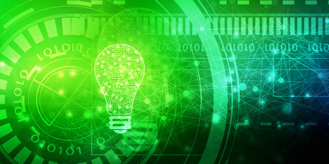 2d illustration bulb future technology, innovation background, creative idea concept 