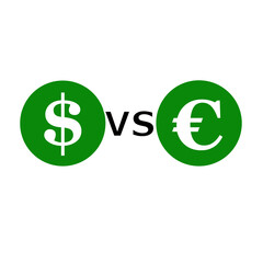 Dollar versus Euro icons. Economy concept. Illustration isolated on white background