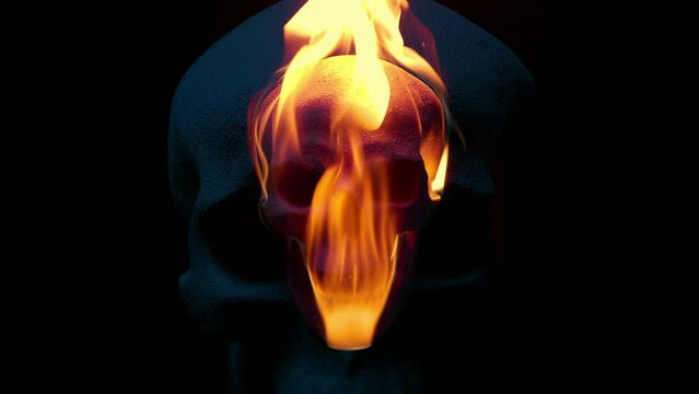 Voodoo Skulls Montage With Fire Burning