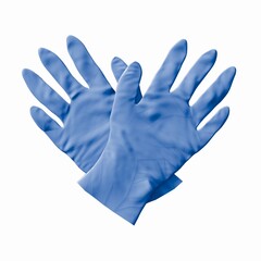 BLUE MEDICAL DISPOSABLE GLOVES ISOLATED ON WHITE BACKGROUND