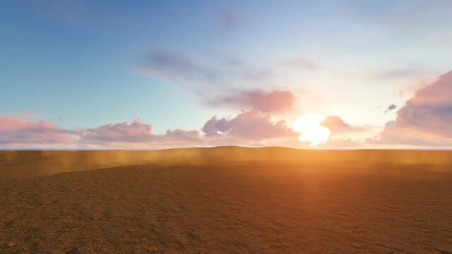 sunset in desert with light wind
