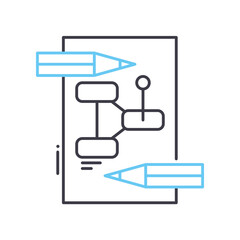 project workflow line icon, outline symbol, vector illustration, concept sign