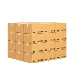 Box stack for online shipping banner. 3D element.