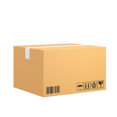 Box for online shipping banner. 3D element.