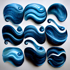 Blue liquid waves abstract bright background