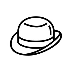 bowler hat cap line icon vector illustration