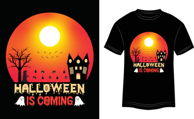 T-shirt Design Halloween Vector Colorful Illustration in Black Background