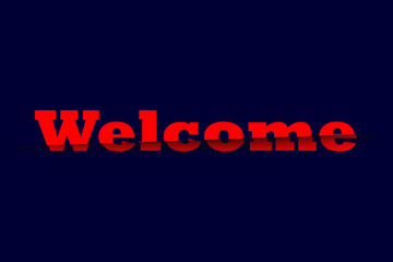 the word welcome is creatively cut on a blue background