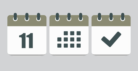 Fototapeta premium Vector icon page calendar number 11, agenda, done