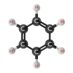 C6H6 , Benzene chemical formula. 3D chemical structure.