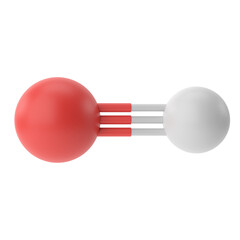 CO , Carbon monoxide chemical formula. 3D chemical structure.