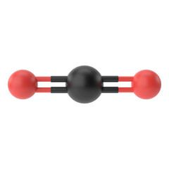 CO2 , Carbon dioxide chemical formula. 3D chemical structure.