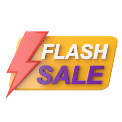 Flash sale. Sale banner decoration. 3D illustration.