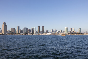 Fototapeta na wymiar San Diego Skyline from the Water in San Diego Bay