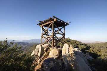 Fototapeta na wymiar Hot Springs Mountain Fire Tower in San Diego County in the Summer