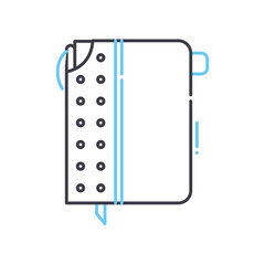 notebook line icon, outline symbol, vector illustration, concept sign