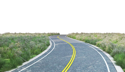 Fototapeta premium Roads in the meadows on a transparent background