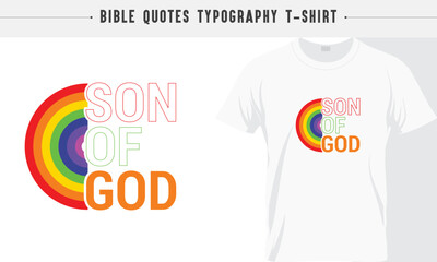 Rainbow T-shirt. Son of God, Gospel, God's Word, Jesus Rainbow typography T-shirt design
