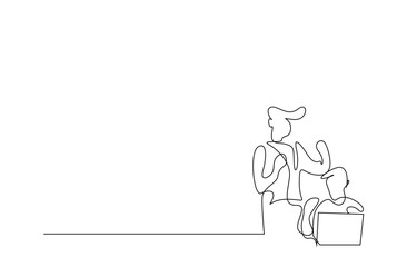 people at work are getting happy news and rejoicing from laptop and computer